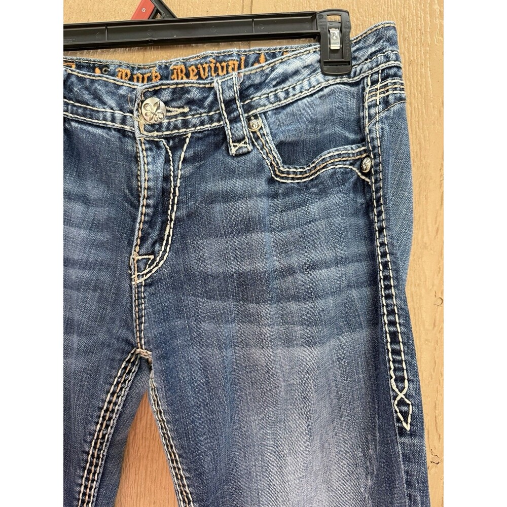 Rock Revival Women's Size 32 Bootcut, Easy Boot Thick Stitch Bling Embellished. - Picture 3 of 16
